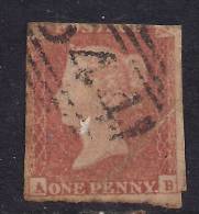 GB 1841 QV 1d Penny Red IMPERF Blued Paper ( A & B ) ( K705 ) - Oblitérés