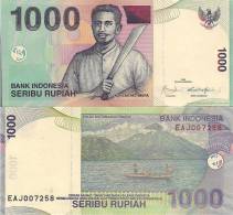 Indonesia P141h, 1,000 Rupiah, Kapitan Pattimura W/ Machete / Fishboat, Volcano - Indonesien