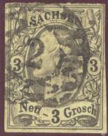 Sachsen 1855 Mi#11 3 Neugroschen Auf Gelb Mit Nr.-stempel #2 - Saxony