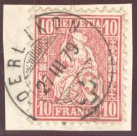 Heimat ZHS OERLIKON 1879-03-27 Briefstück Mit Zu#31 10 Rp. Sitzende Helvetia - Gebraucht