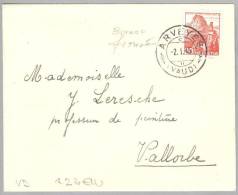 Heimat VD ARVEYES 1945-01-02 Brief Nach Vallorbe - Storia Postale