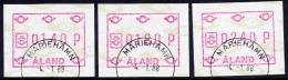 ALAND ISLANDS 1988 ATM Labels Set Of 3 Values Used  Michel 2 - Ålandinseln