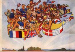 Illustrateur Joubert, Scouts Survolant La Terre, Drapeaux - Scouting