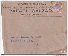 ESCA273-LC219.Spain.Espagne. CARTA  PUBLICITARIA DE BEJAR(Salamanca) A PIEDRAHITA(Avila).1921.(E D 273).MUY BONITA - Chocolat