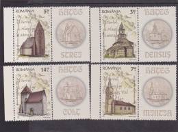STONE CHURCHES FROM ROMANIA,MNH MINT SET + LABELS 2013,ROMANIA. - Unused Stamps