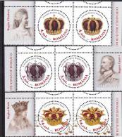 ROYALITY,CROWNS OF THE KINGS OF ROMANIA MINT FULL SET IN PAIR + LABELS,** MNH 2013, ROMANIA. - Unused Stamps