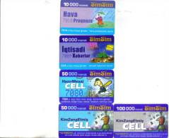 Azerbaijan-SIM SIM -10.000x2--50.000x2-100.000-(b)(5 Card Prepiad)-used+1 Card Prepiad Free - Azerbaigian