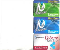 Azerbaijan-SIM SIM+AZERCELL-10.000,50.000,100.000-(a)-(3 Card Prepiad)-used+1 Card Prepiad Free - Azerbaïjan