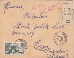 Bone 1951 - Lettre Recommandée Algérie Avec étiquette Recommandation - Brieven En Documenten