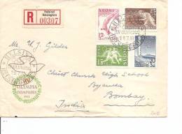 JO De Helsinki-1952 ( Lettre En Recommandé De Finlande Vers L'Inde Avec Cachet Des Jeux à Voir) - Verano 1952: Helsinki