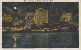 Litho Water Front At Night Detroit Michigan SEP-9-1927 - Detroit