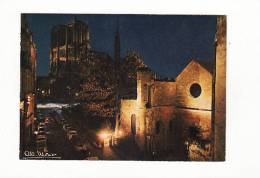 Carte 1970 Albert Monier : église St Julien Le Pauvre Et Notre Dame Illuminées :Paris - Monier