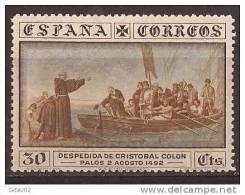 ES540SACF-LA547THISTOINDAM. Spain Espagne DESCUBRIMIENTO DE AMERICA Colon,barcos.1930 (Ed 540*).leve Charnela MAGNIFICOS - Indianen