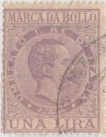 SI53D Italia Italy Regno Marche Marca Da Bollo Umberto I Re D'Italia 1 Lira Usata - Sonstige & Ohne Zuordnung