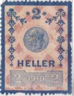 SI53D AUSTRIA OSTERREICH Marche Marca Da Bollo FISCALE 2 Heller Usata - Revenue Stamps