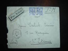 LETTRE FM PAR AVION POUR FRANCE TP 50C X2 OBL. 8-2-1940 SOUK-EL-KHEMIS TUNISIE + CACHET REGIMENTAIRE - Lettres & Documents