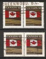 Canada  1992  Definitives; Flag  (o) P. 13.5 X 13 - Single Stamps