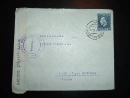 LETTRE POUR LA FRANCE TP 8P OBL. 18 V 40 THESSALONIKI + CENSURE - Cartas & Documentos