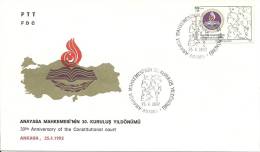 Turkey; FDC 1992 30th Anniv. Of The Constitutional Court - FDC