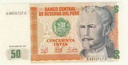 BILLET # PEROU # 1987 # CINCUENTA INTIS  # CINQUANTE INTIS # NEUF #NICOLAS DE PIEROLA - Perù