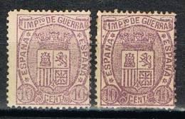 Sellos 10 Cts Impuesto De Guerra 1875, Variedades Color, Num 155 Y 155a ** - Impuestos De Guerra