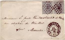 Lettre N°17X2 LP 61 IXELLES 24/07/1869 Vers MARCHE - 1865-1866 Perfil Izquierdo