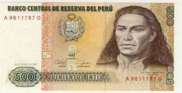 BILLET # PEROU # 1987 # QUINIENTOS INTIS  #  CINQ CENT INTIS # NEUF #JOSE GABRIEL CONDORCANQUI - Perù