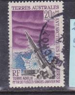 TAAF N° 23 20F NOIR BLEU ET VIOLET PREMIER TIR DE FUSEE SONDE OBL - Gebruikt