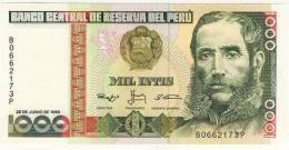 BILLET # PEROU # 1988 # MIL INTIS  # MILLE INTIS # NEUF # MARISCA ANDRES AVELINO CACERES - Peru