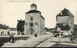 23 CREUSE/ GOUZON / PLACE DE L EGLISE / ATTELAGE / ATTELAGE / NON ECRITE ‹(•¿• )› - Altri & Non Classificati