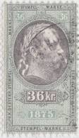 SI53D AUSTRIA OSTERREICH Marche Marca Da Bollo FISCALE MARKE 36 KR 1875 Usata - Fiscali