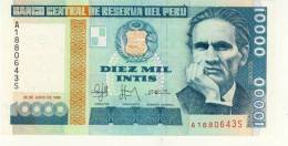 BILLET # PEROU # 1988 # DIEZ MIL INTIS  # DIX MILLE INTIS # NEUF # CESAR VALLEJO - Pérou