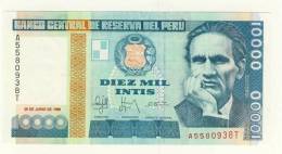 BILLET # PEROU # 1988 # DIEZ MIL INTIS  # DIX MILLE INTIS # NEUF # CESAR VALLEJO - Perù