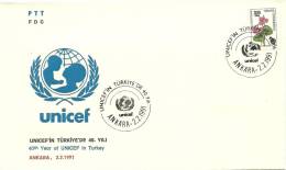 Turkey; Special Postmark 1991 40th Year Of UNICEF In Turkey - UNICEF