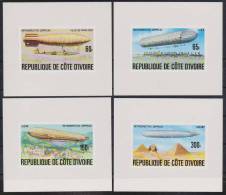 COTE D IVOIRE  ESPACE ZEPPELIN    YVERT N°?** MNH   SUR 4 BLOCS DENT.FIGURE  Réf 3202 - Zeppelin