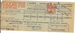 QUITTANCE D'Assurances Contre L'Incendie Agence De Montivilliers 1955 - Banca & Assicurazione