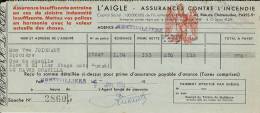 QUITTANCE D´Assurances Contre L´Incendie Agence De Montivilliers 1954 L'AIGLE - Banca & Assicurazione