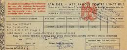 QUITTANCE D´Assurances Contre L´Incendie Agence De Montivilliers 1956 L´AIGLE - Banca & Assicurazione