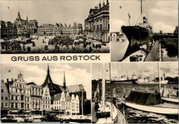 AK Rostock: Pionierschiff Vorwärts, Thälmannplatz, Marienkirche,Alter Hafen,1976 - Rostock