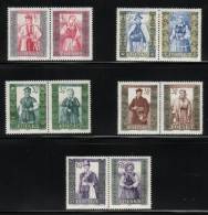 POLAND 1960 REGIONAL POLISH FOLK COSTUMES SERIES 2 SET OF 10 PERFORATED PAIRS NHM (5) Culture Traditions Dancing - Unused Stamps