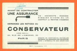 Buvard  "  Assurances Le Conservateur  "  Tampon : Moulun Chalvraines ( 52 ) - Banque & Assurance