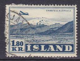 Iceland 1952 Mi. 278      1.80 Kr Airmail Flugzeuge über Landschaft Snaefjellsjökull - Usados