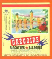 Buvard  "  Grégoire - Biscottes Allegées  "  Le Pont Valentre De Cahors - Zwieback