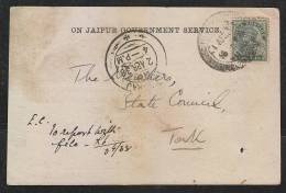 Jaipur  1938 KG V 9 Pies Stamp  ON  JAIPUR GOVERNMEMT SERVICE Post Card  # 42983  India Inde - Jaipur