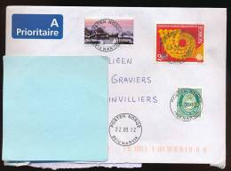 Enveloppe, Direction Norvége (Norge) - France (2012), 3 Timbres, Europa, Verdens Kommunikasjonsar, Cachet Narvik... - Lettres & Documents