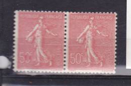 FRANCE N° 199 50C ROUGE TYPE SEMEUSE LIGNEE 0 TEINTE TENANT A NORMAL NEUF AVEC CHARNIERE - Nuovi
