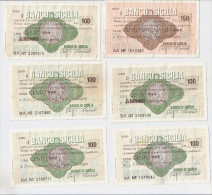 6 Miniassegni BANCO SICILIA L.100 E L. 150 :  ASS.COMMERCIANTI , COOP EMILIA ,  LIMONI PROFUMERIE - [10] Cheques En Mini-cheques