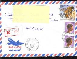 Burkina Faso 1994 - Honeybee, Postage Used, Registered AirMail Cover In Finnland - Abeilles