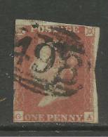 GB 1841 QV 1d Penny Red IMPERF Blued Paper ( G & A ) PMK 498 ( K483 ) - Gebruikt
