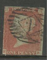 GB 1841 QV 1d Penny Red IMPERF Blued Paper ( E & B ) PMK 4 ( K474 ) - Used Stamps
